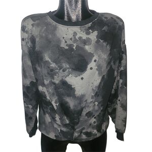 Shambhala Black and Grey Tie Dyed Pleated Front Sweatshirt M